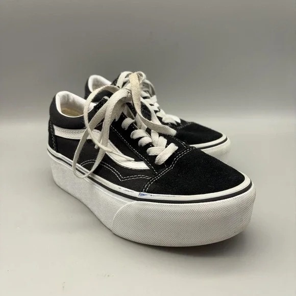 Vans Shoes - Vans Black and White Platform Low-Top Lace-Up Women's Sneakers